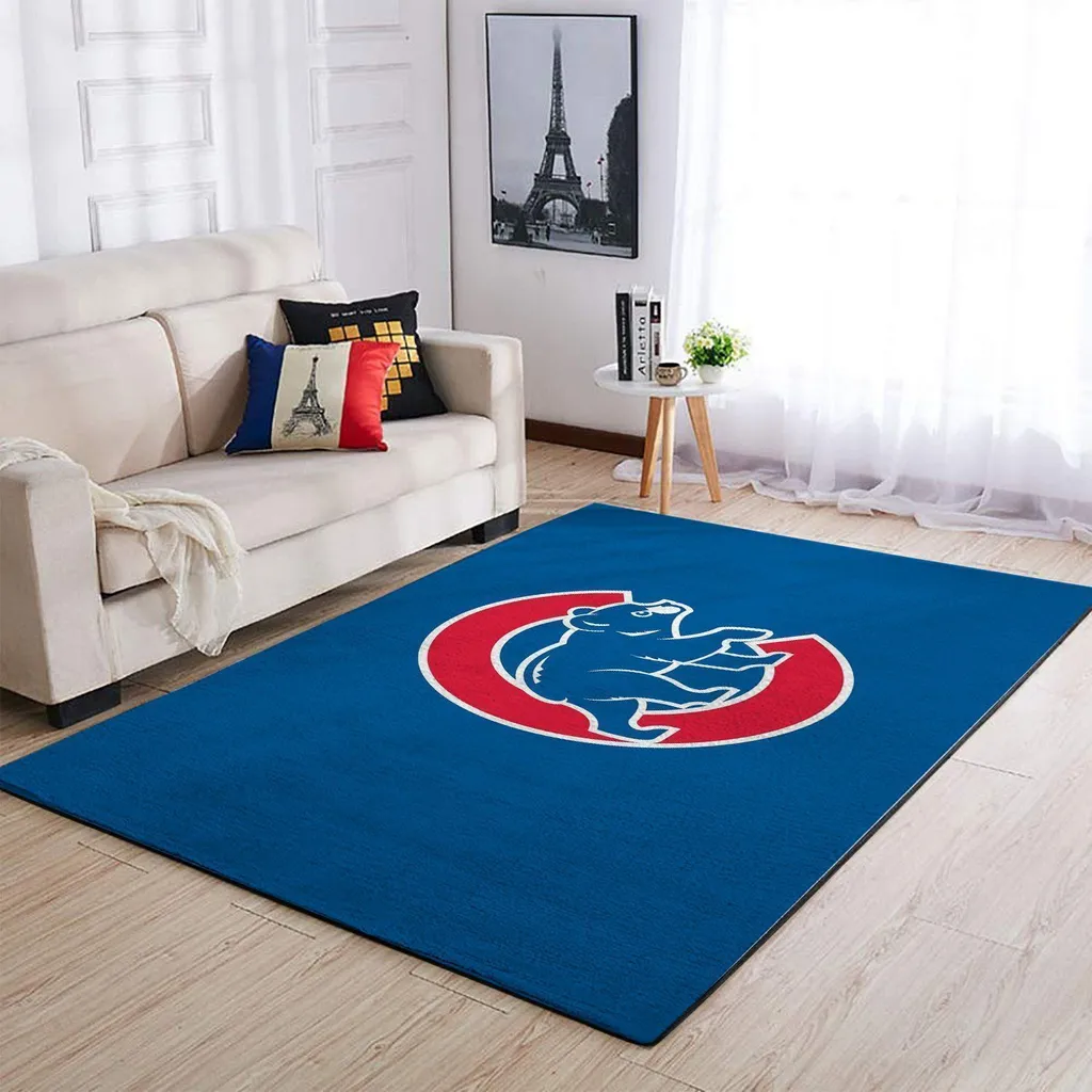 Bear Rug for Living Room Floor Decoration and Style Blue and Red