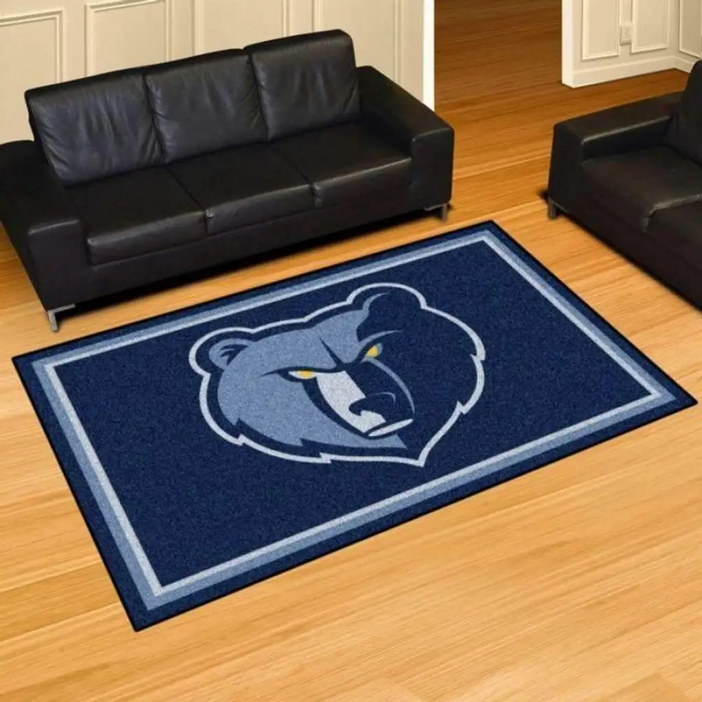 Bear Rug for Living Room Office Floor Decor Design Blue and Gray