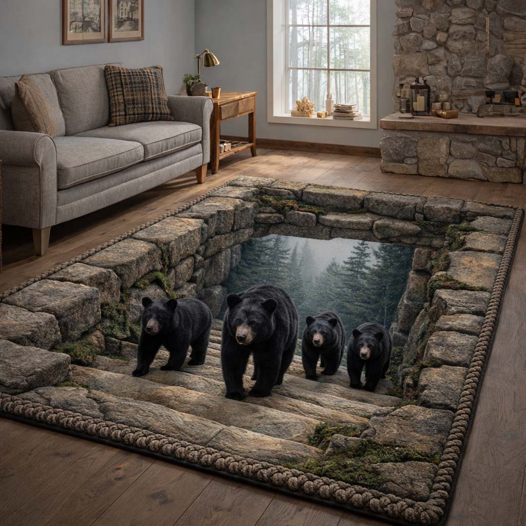 Bear Spirit Area Rug - Non-Slip Washable 3D Print Rug for Living Room & Bedroom (DesignTVC2108209
