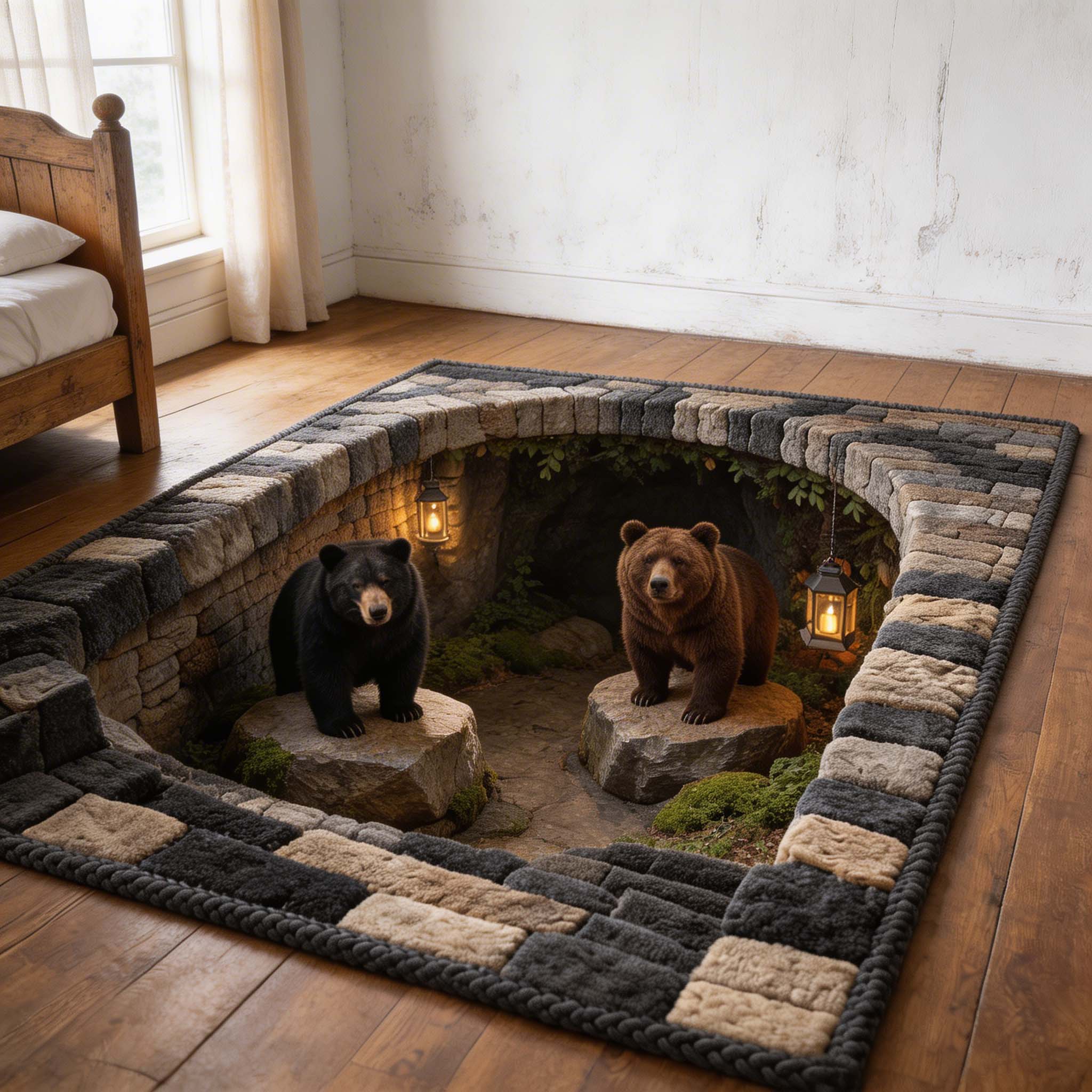 Bear Spirit Area Rug - Non-Slip Washable 3D Print Rug for Living Room & BedroomTVC2108239