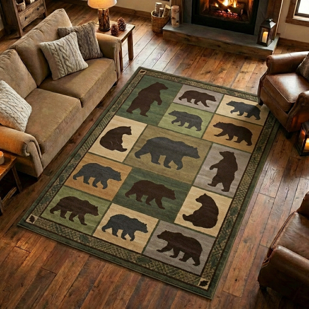 Bear Totem Area Rug - Non-Slip Washable 3D Print Rug for Living Room & BedroomTVC2108355