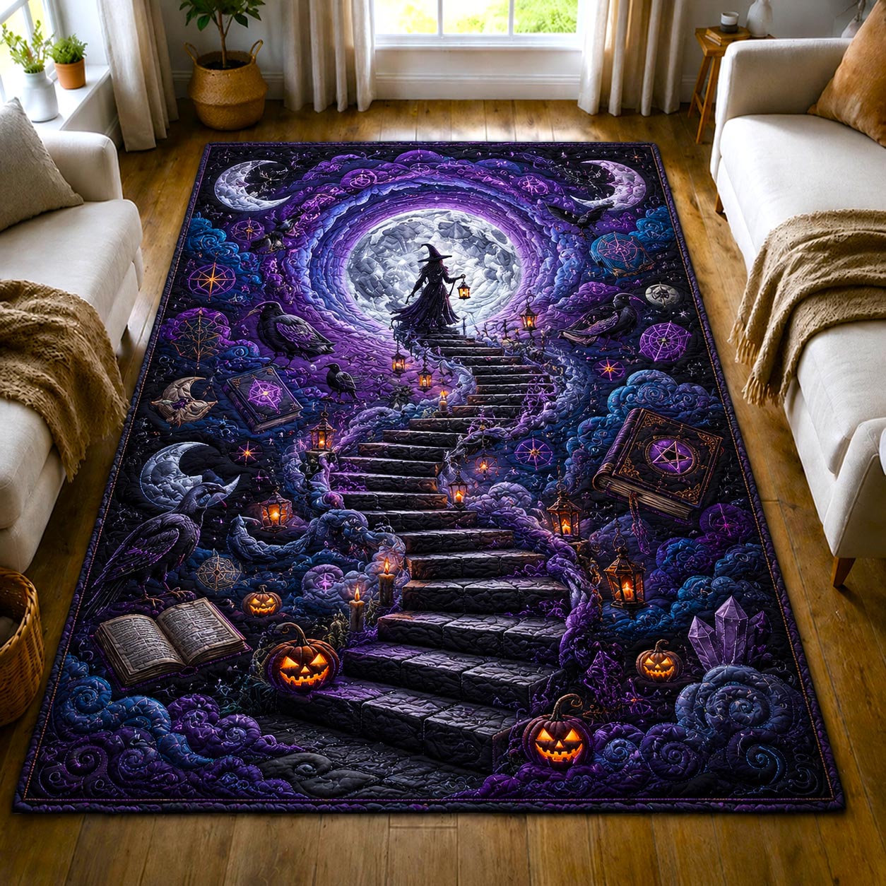 Bewitched Harvest Halloween Area Rug - Non-Slip Washable 3D Print Rug for Living Room & BedroomTVC2108430
