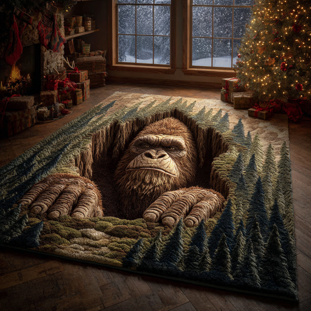 Bigfoot Abyss Presence Area Rug - Non-Slip Washable 3D Print Rug for Living Room & BedroomTVC2108355