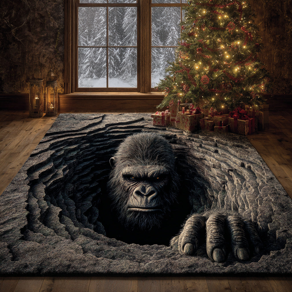 Bigfoot Hidden Gaze Area Rug - Non-Slip Washable 3D Print Rug for Living Room & BedroomTVC2108355
