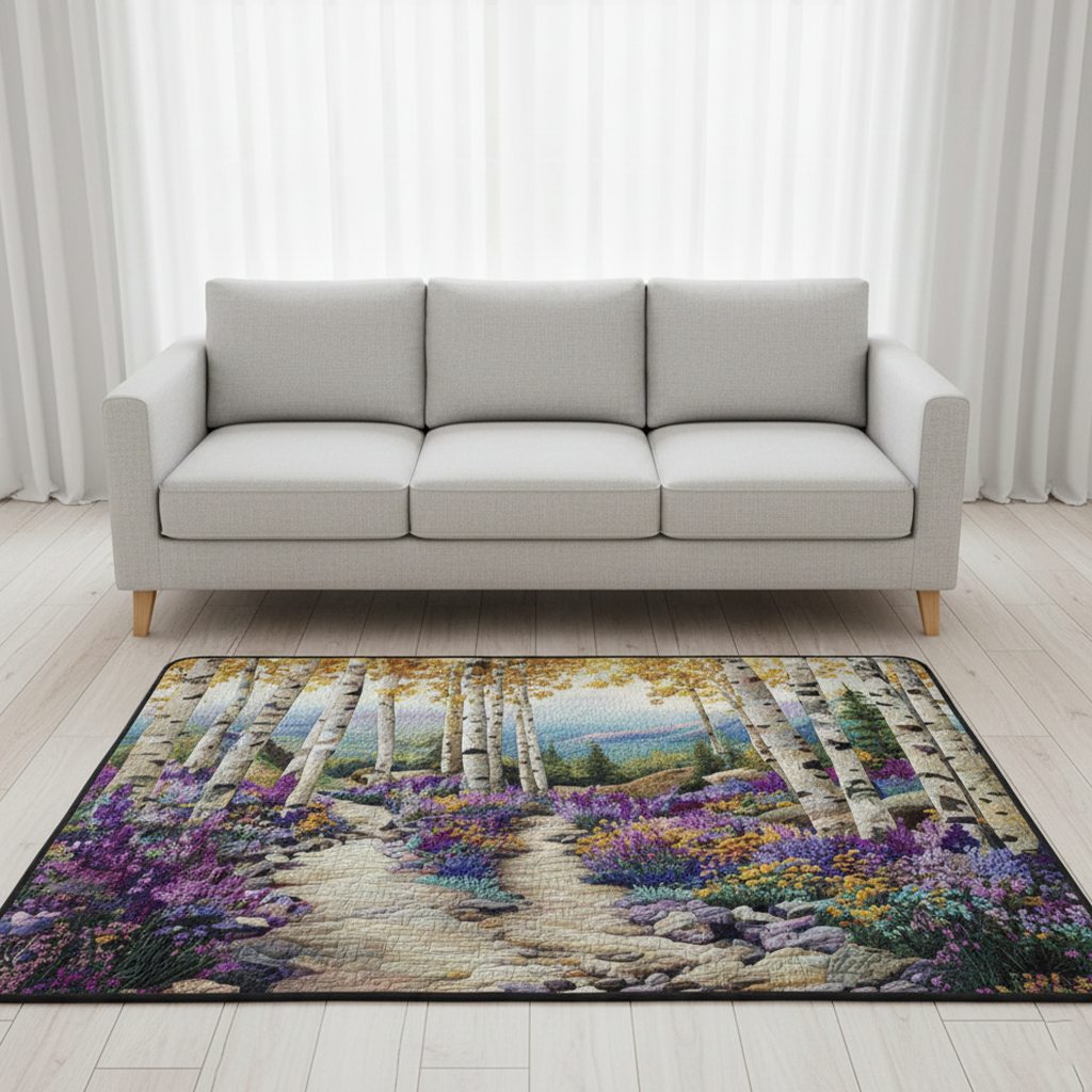 Birch Meadow Area Rug - Non-Slip Washable 3D Print Rug for Living Room & BedroomTVC2108217