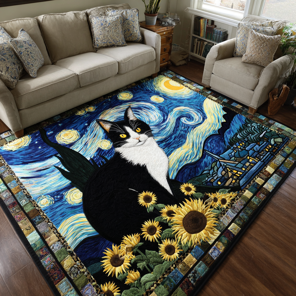 Blissful Cat Area Rug - Non-Slip Washable 3D Print Rug for Living Room & BedroomTVC2108354