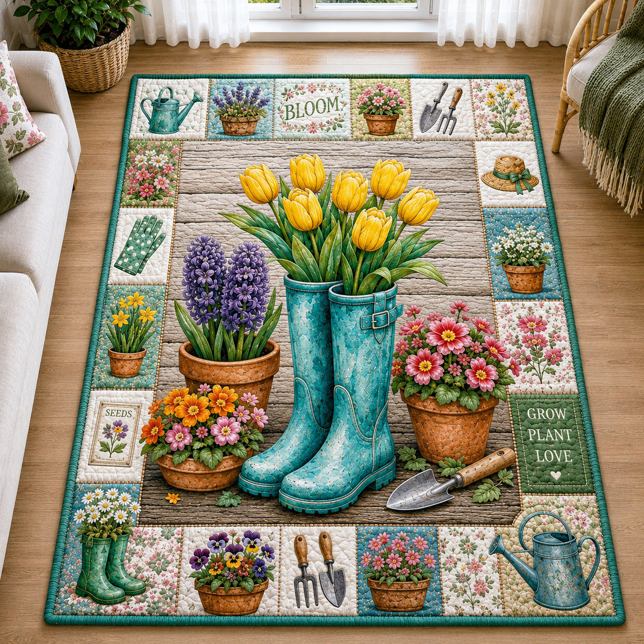 Bloom Boots Area Rug - Non-Slip Washable 3D Print Rug for Living Room & BedroomTVC2108429