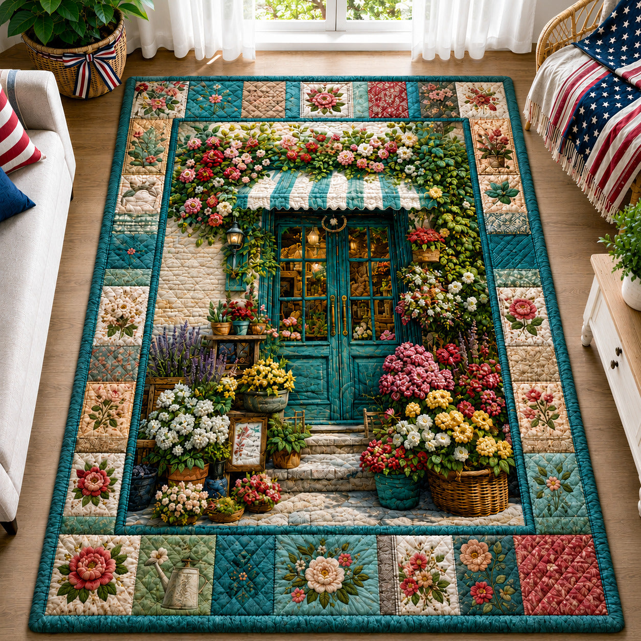 Bloom Cottage Area Rug - Non-Slip Washable 3D Print Rug for Living Room & BedroomTVC2108429