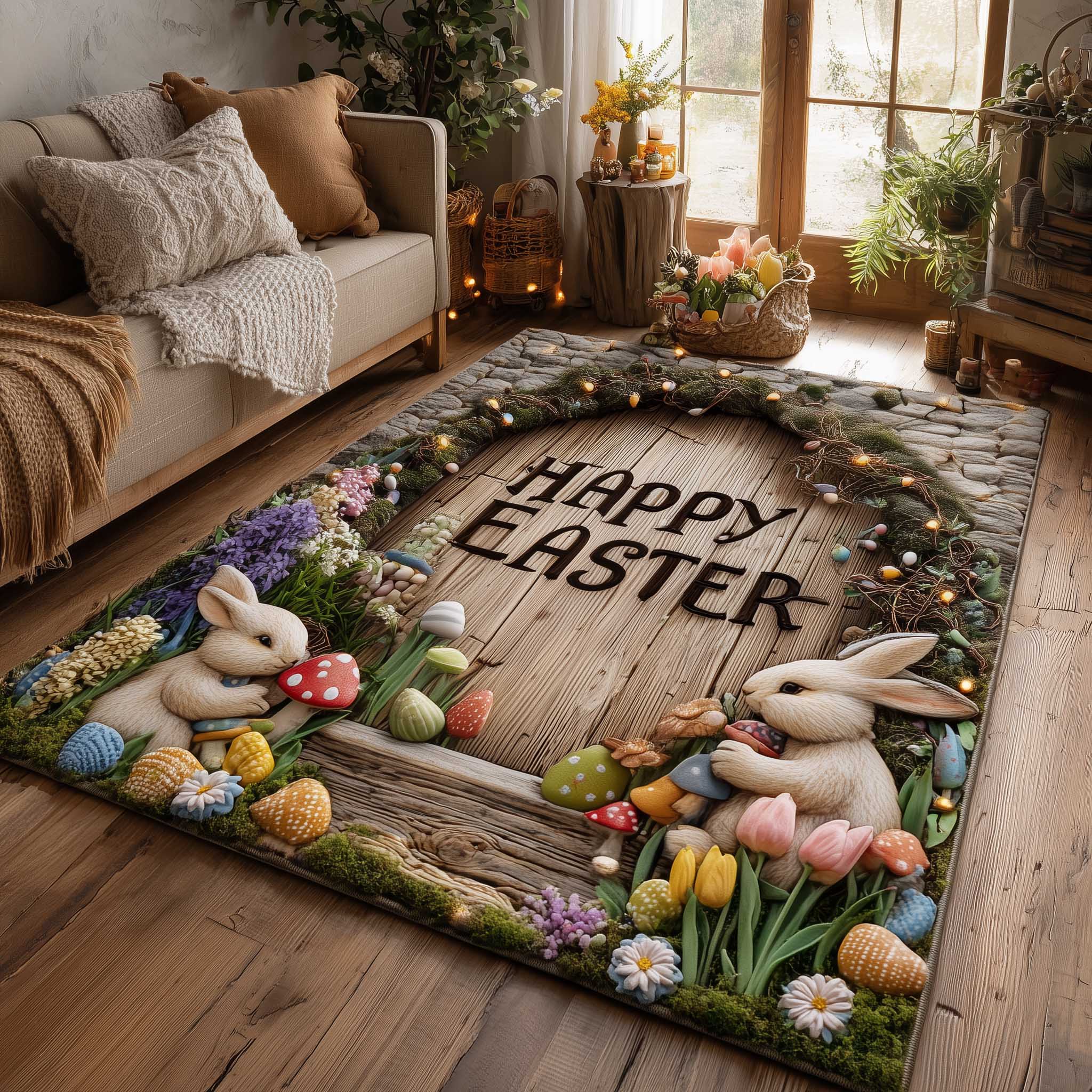 Bloom Easter Area Rug - Non-Slip Washable 3D Print Rug for Living Room & BedroomTVC2108429