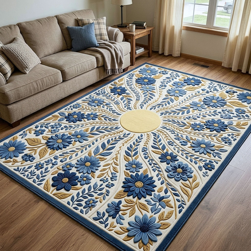 Bloom Garden Area Rug - Non-Slip Washable 3D Print Rug for Living Room & Bedroom (DesignTVC2108209