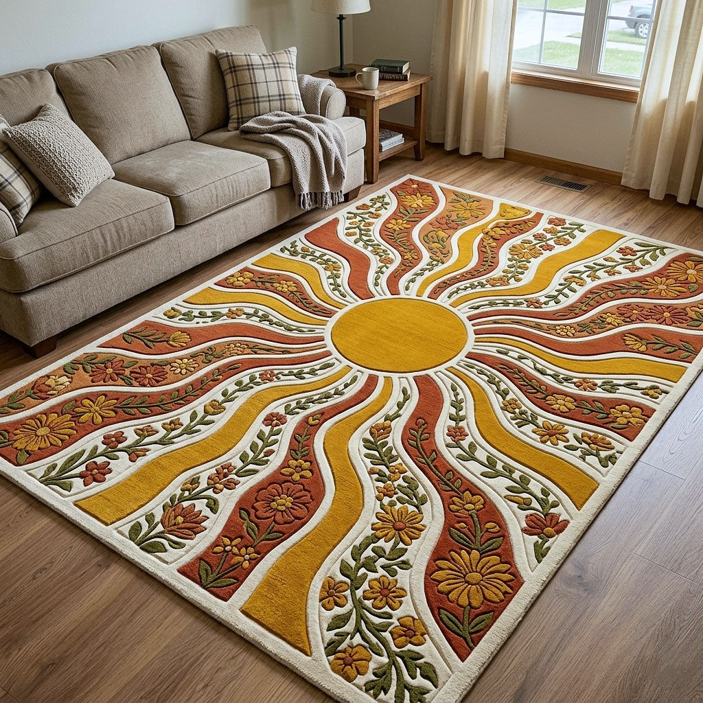 Bloom Garden Area Rug - Non-Slip Washable 3D Print Rug for Living Room & Bedroom (DesignTVC2108429