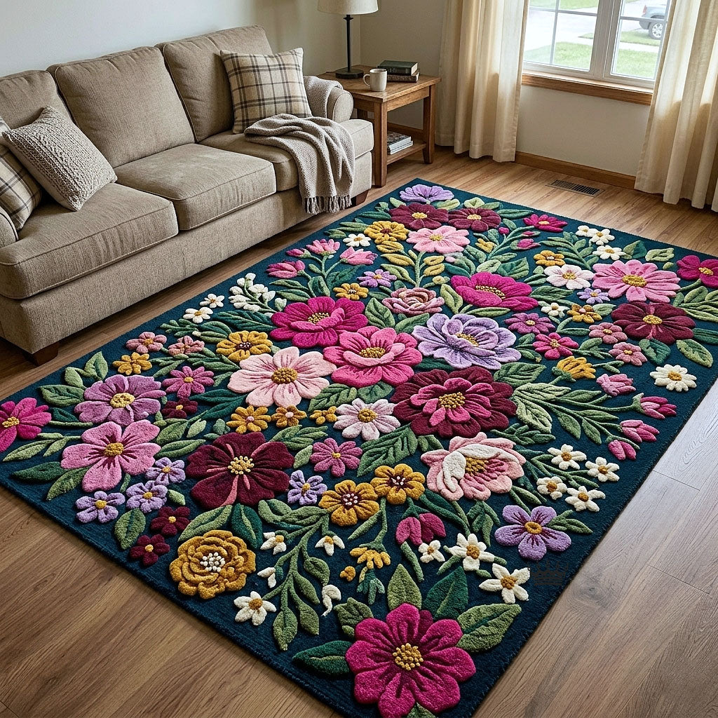 Bloom Garden Area Rug - Non-Slip Washable 3D Print Rug for Living Room & BedroomTVC2108239