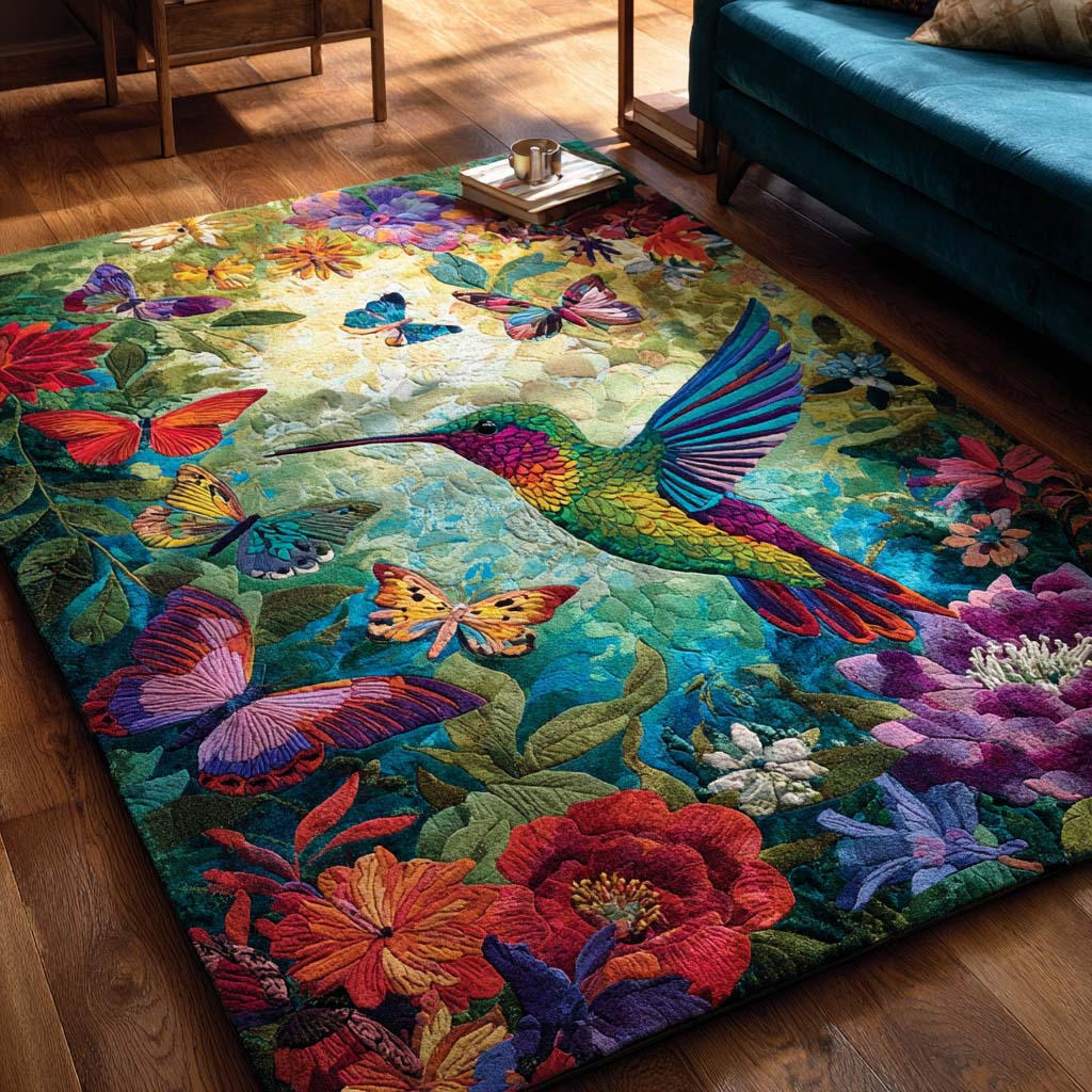 Bloom Hummingbird Cardinal Area Rug - Non-Slip Washable 3D Print Rug for Living Room & BedroomTVC2108354
