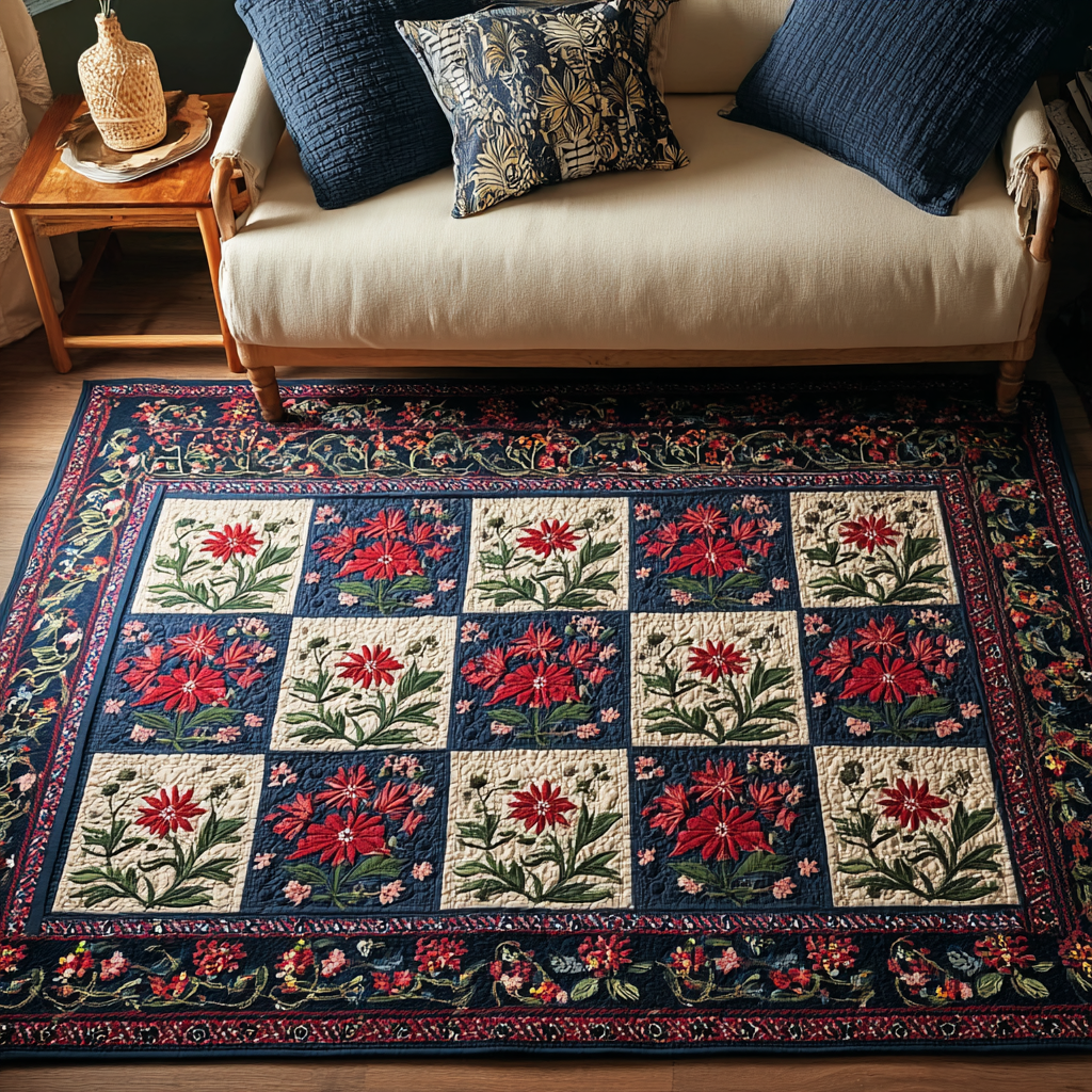 Blooming Grace Area Rug - Non-Slip Washable 3D Print Rug for Living Room & BedroomTVC2108353