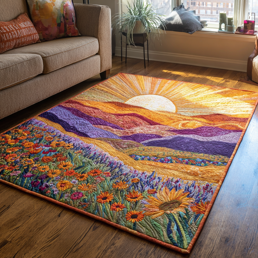 Blooming Light Area Rug - Non-Slip Washable 3D Print Rug for Living Room & BedroomTVC2108353