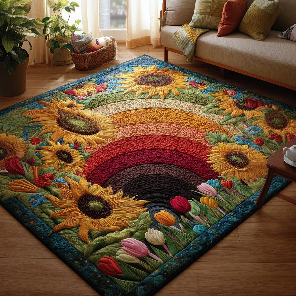 Blooming Sunfield Journey Area Rug - Non-Slip Washable 3D Print Rug for Living Room & BedroomTVC2108353