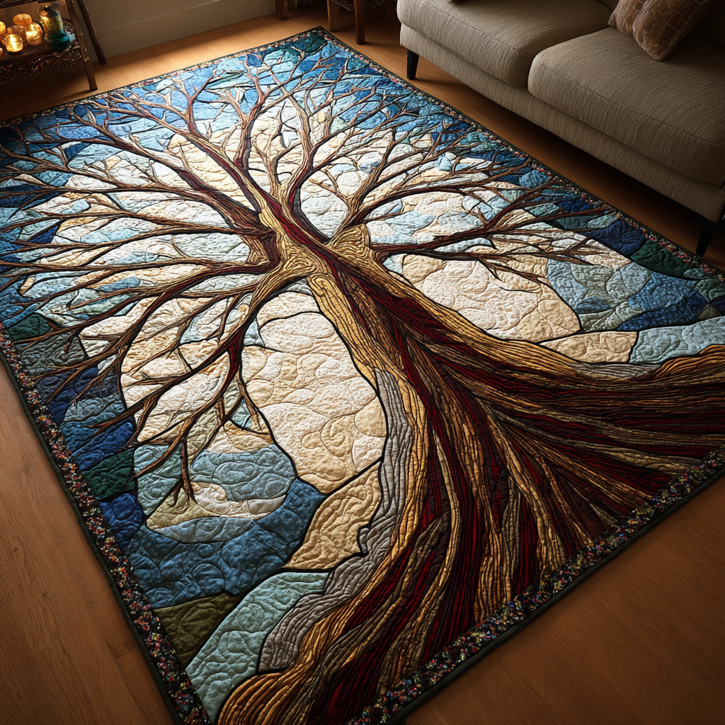 Blooming Tree Area Rug - Non-Slip Washable 3D Print Rug for Living Room & BedroomTVC2108353