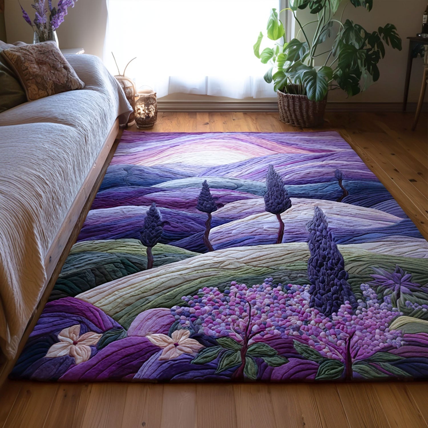 Blossom Haze Area Rug - Non-Slip Washable 3D Print Rug for Living Room & BedroomTVC2108353