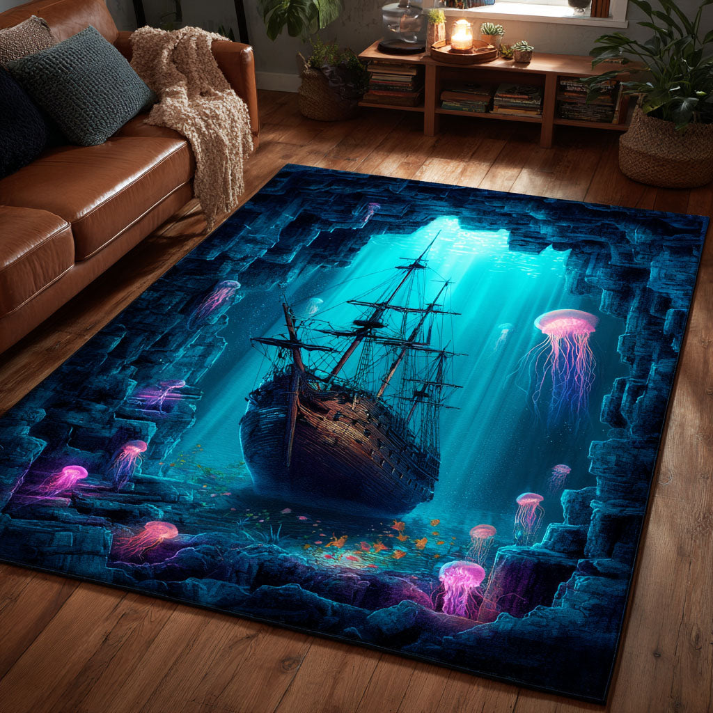 Blue Harbor Area Rug - Non-Slip Washable 3D Print Rug for Living Room & BedroomTVC2108353