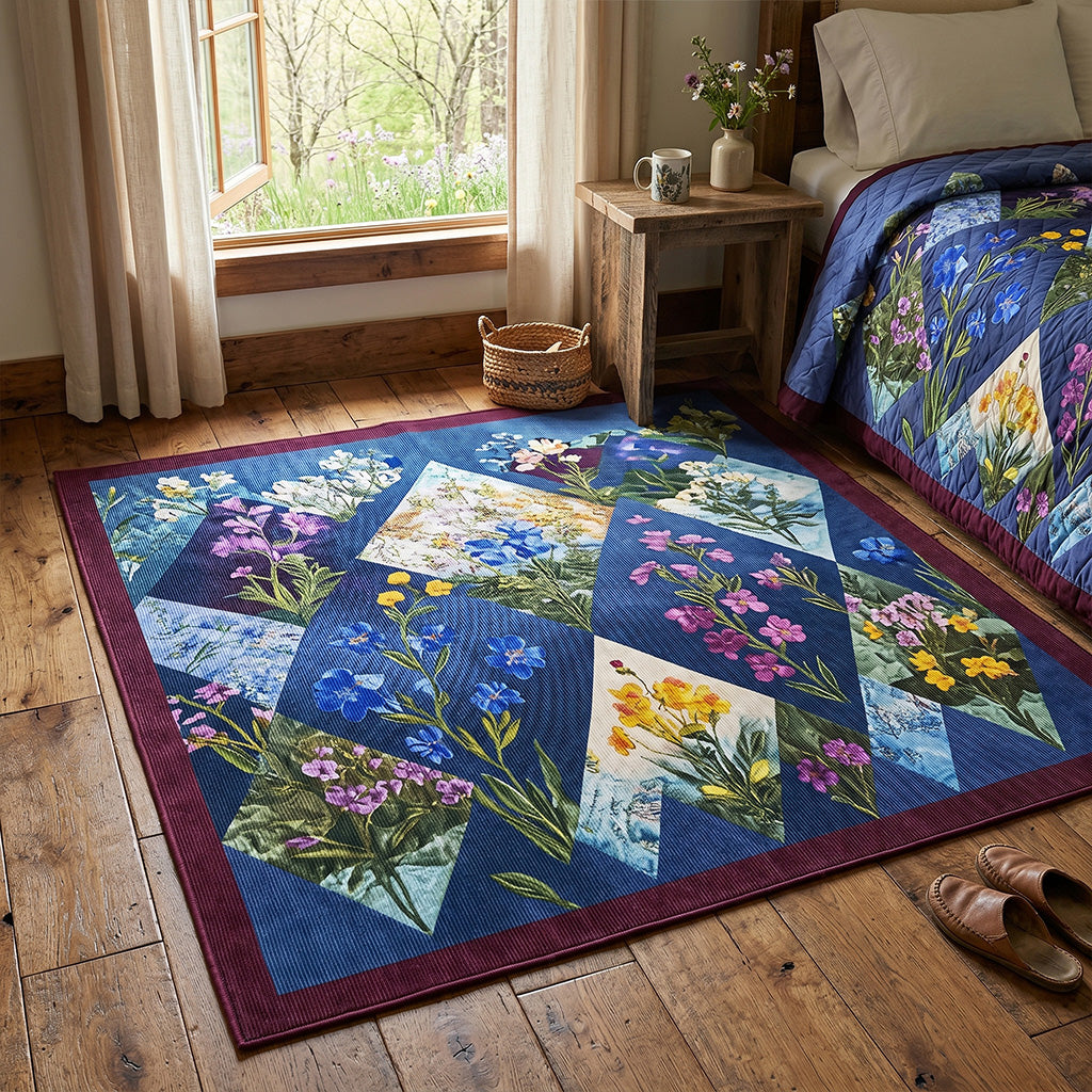 Bluebonnet Charm Area Rug - Non-Slip Washable 3D Print Rug for Living Room & BedroomTVC2108353