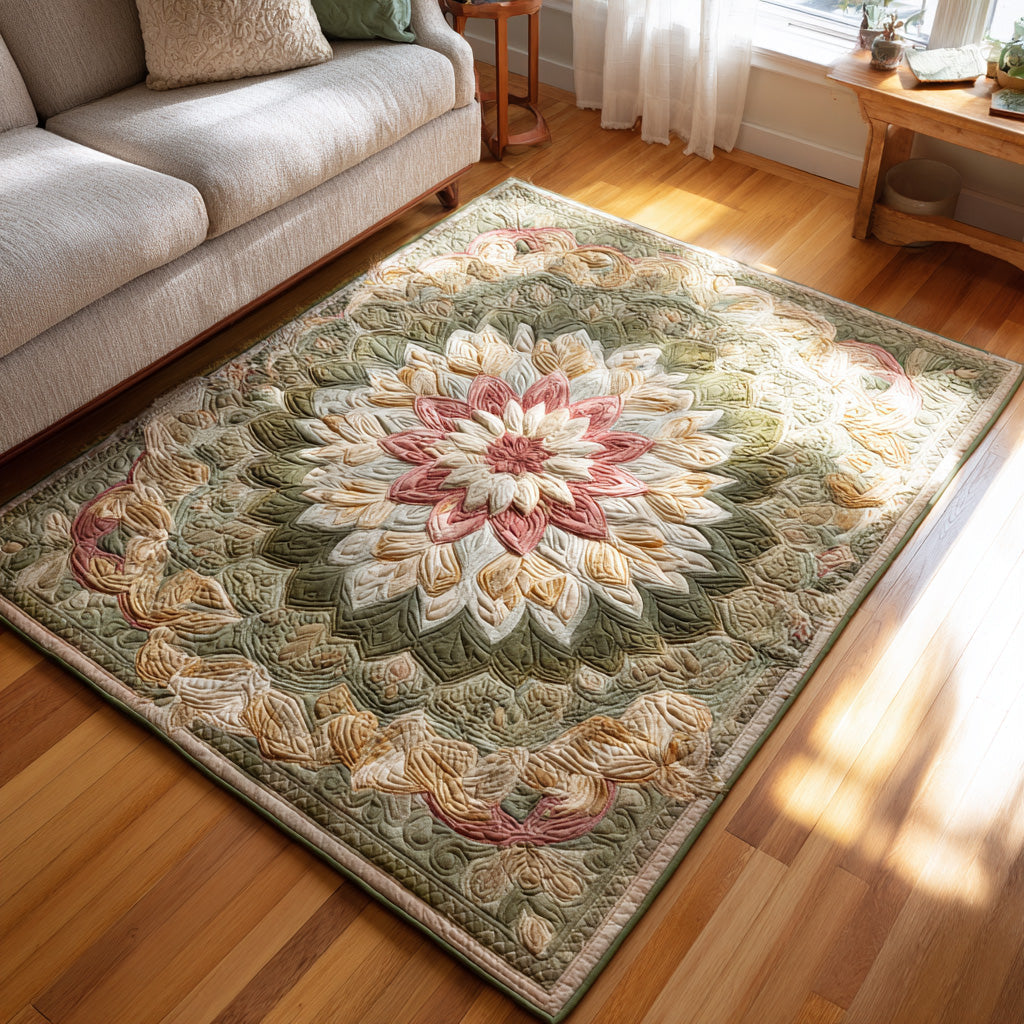 Blush Bloom Area Rug - Non-Slip Washable 3D Print Rug for Living Room & BedroomTVC2108217