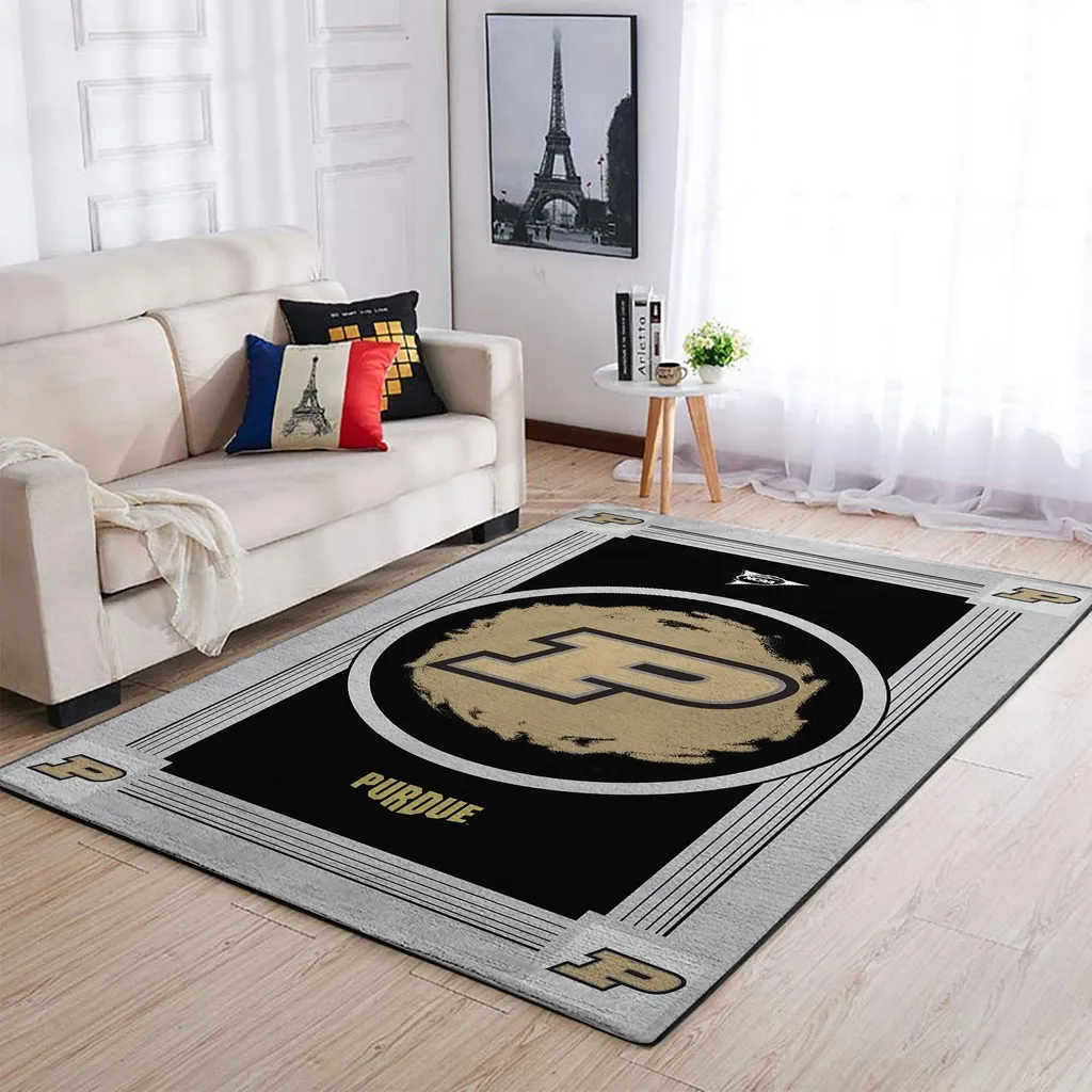 Boilermakers Floor Mat Durable Team Logo Rug for Home Beige and Black