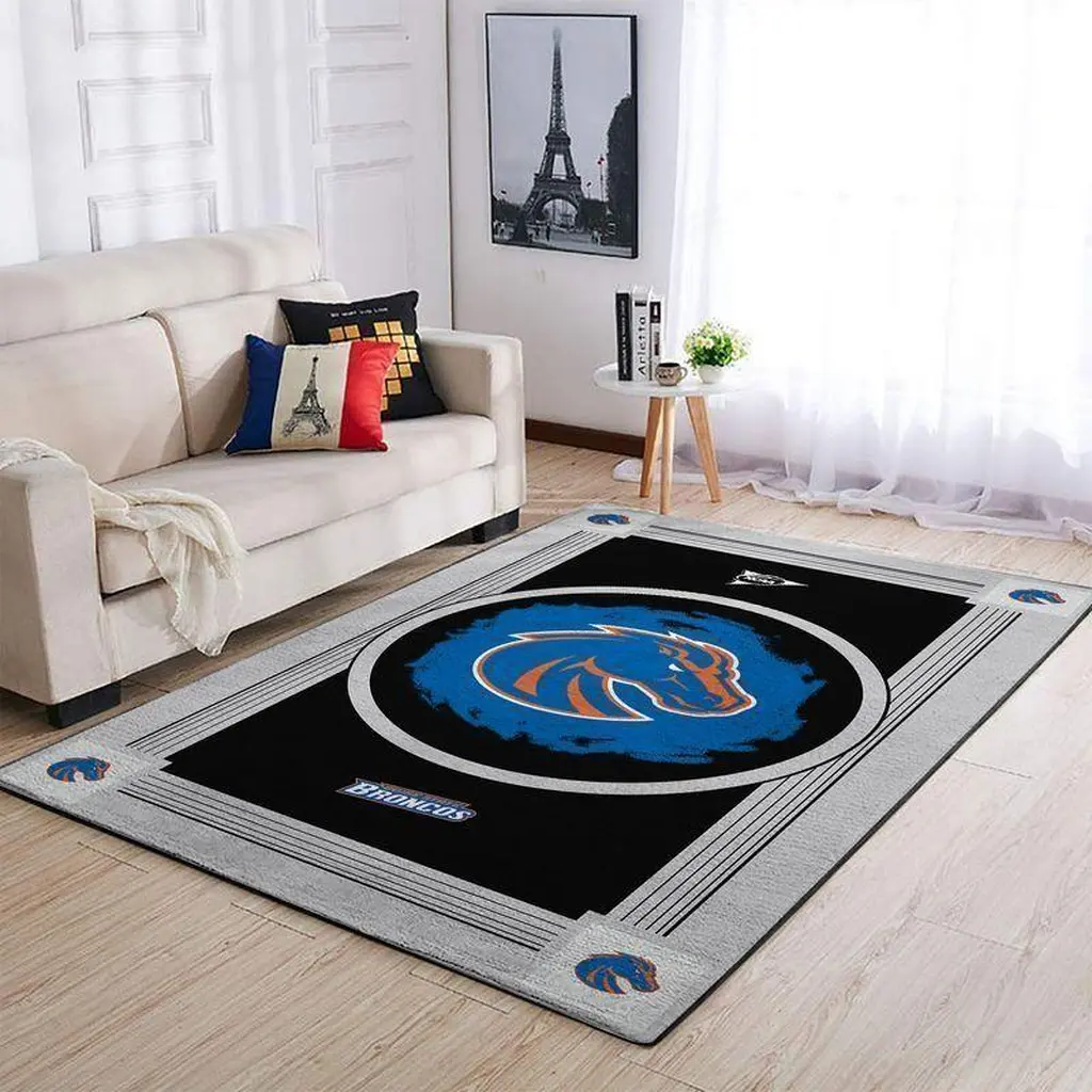 Boise State Broncos Rug - for Living Room Decor Black and Blue