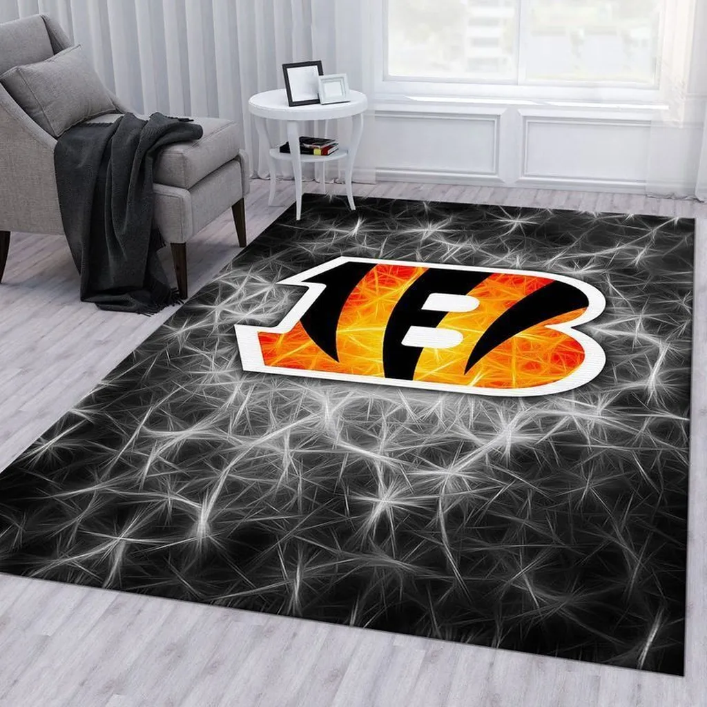 Bold Modern Area Rug with Striking Graphic Design Black and Orange