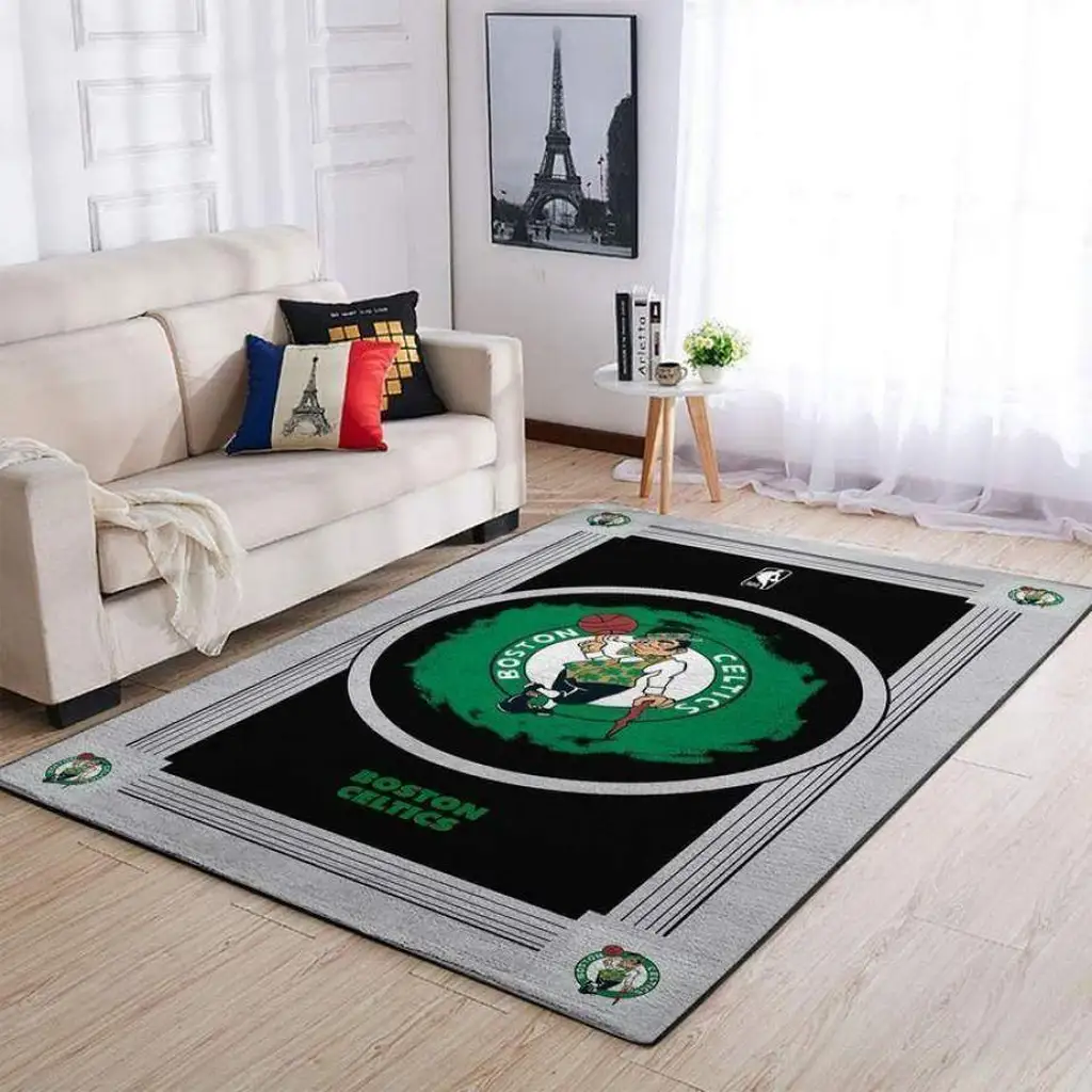 Boston Celtics Rug - Area Perfect for Living Room Decor Black and Green