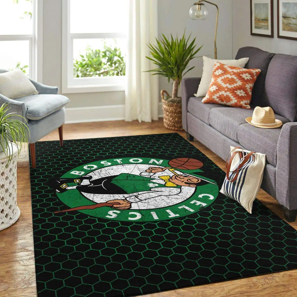 Boston Celtics Rug - Basketball Area for Fans Black and Green