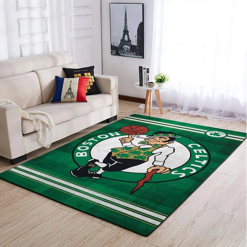 Boston Celtics Rug - NBA Indoor Area for Living Room Green and White