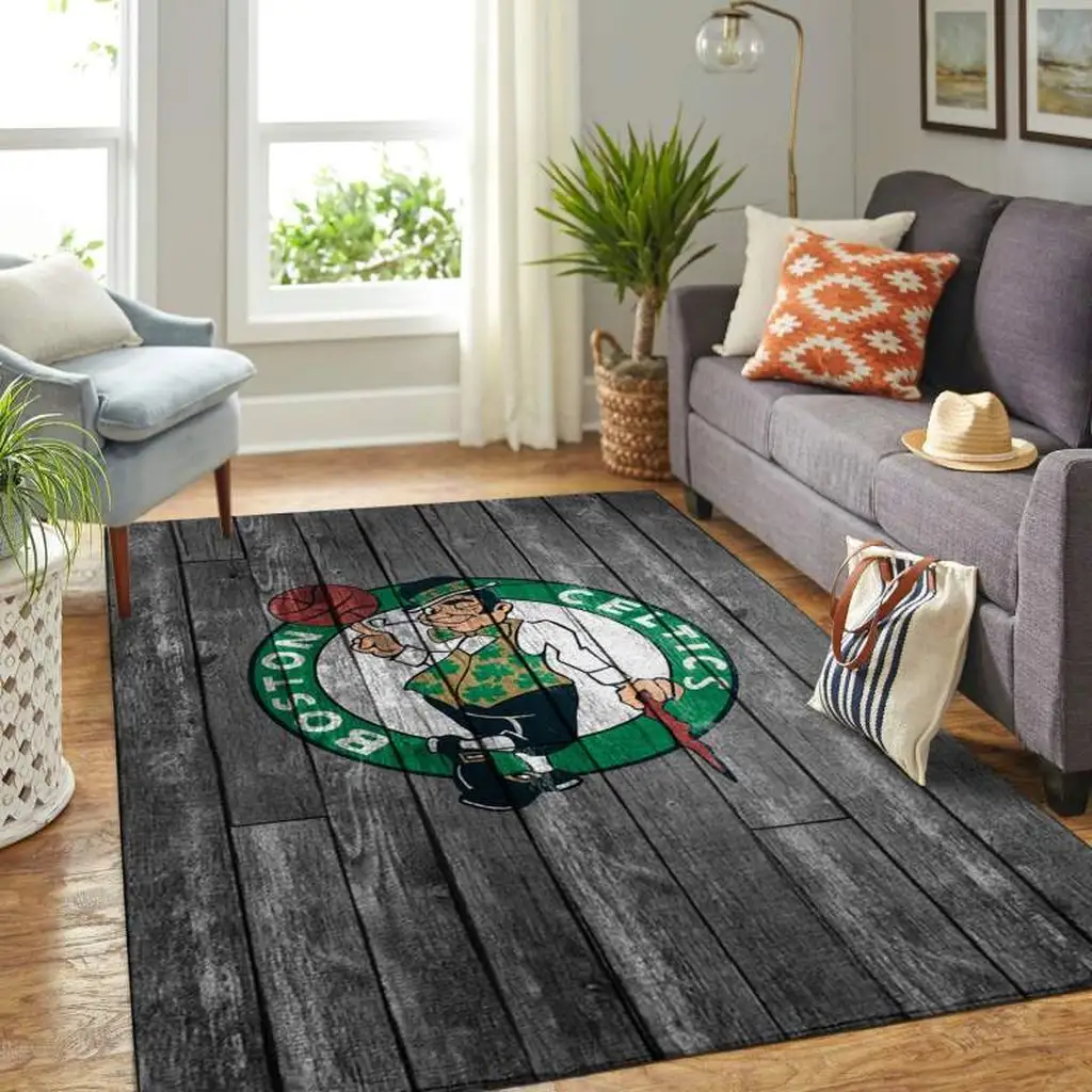 Boston Celtics Rug - Wood Plank Area for Living Room Black and Green