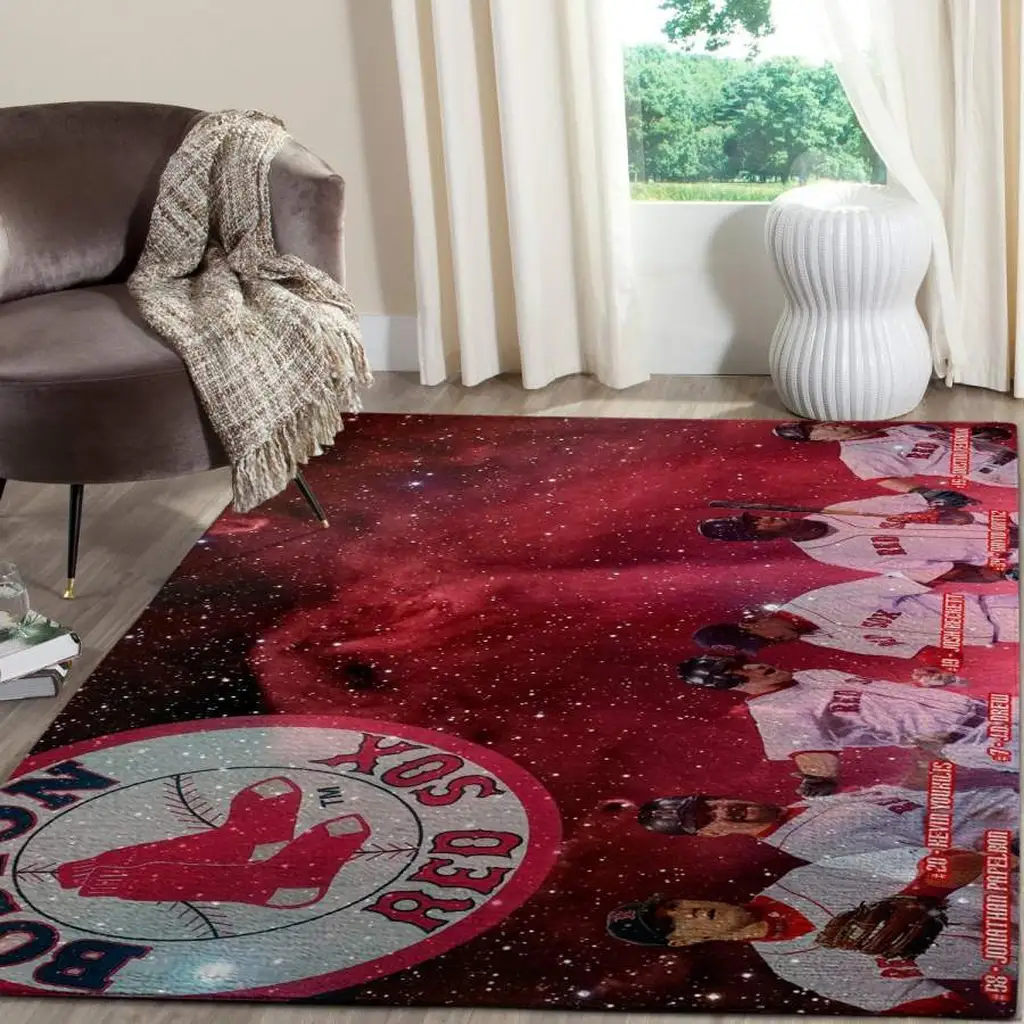 Boston Sox Rug - Area for Fans Baseball Decor Red and White