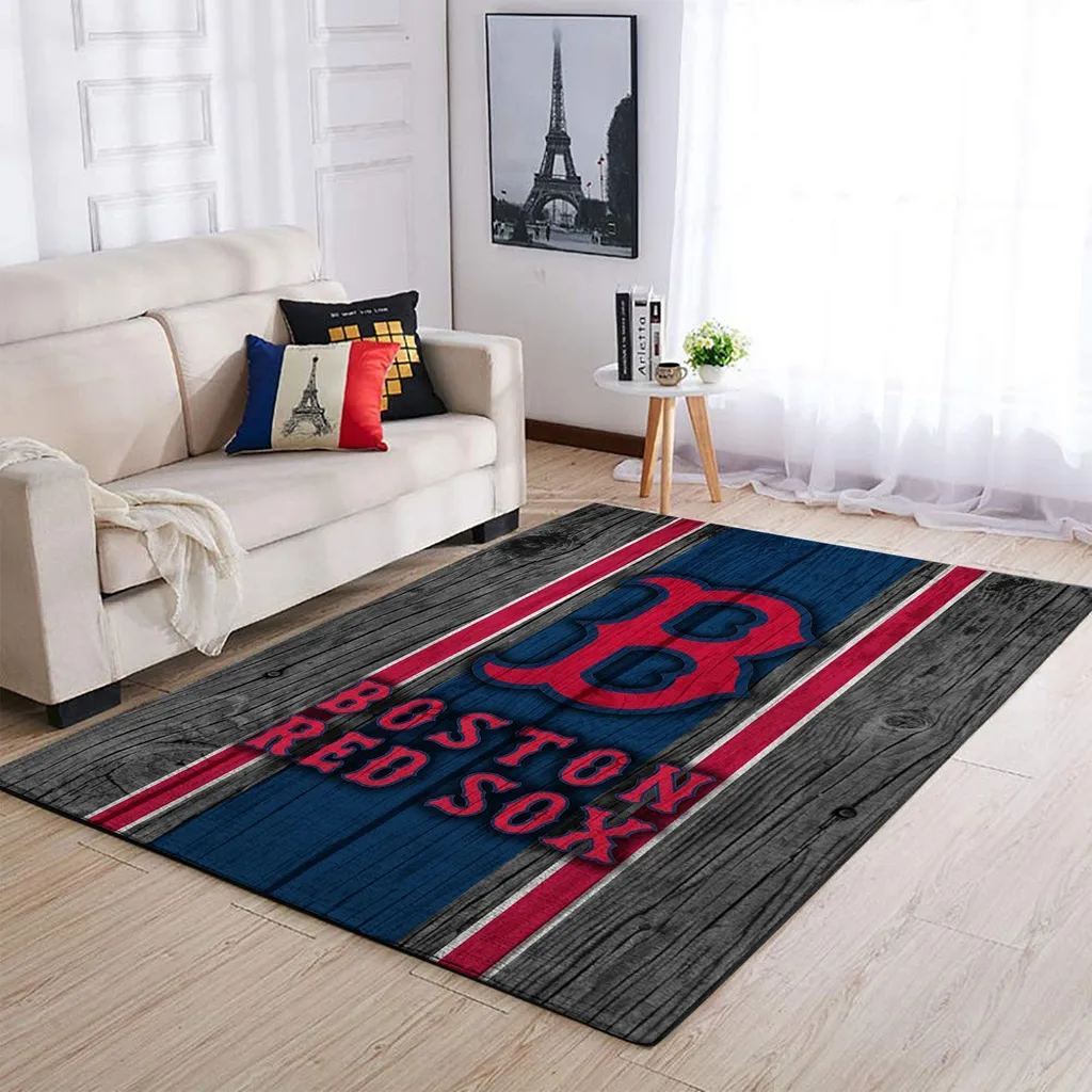 Boston Sox Rug - Logo Area for Living Room Blue and Red