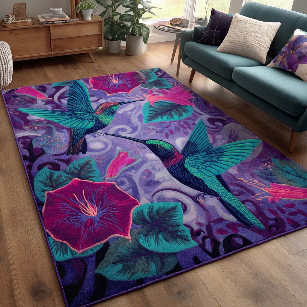 Bright Hummingbird Cardinal Area Rug - Non-Slip Washable 3D Print Rug for Living Room & BedroomTVC2108351