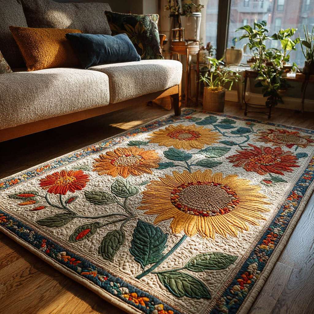 Bright Sunflower Area Rug - Non-Slip Washable 3D Print Rug for Living Room & BedroomTVC2108351