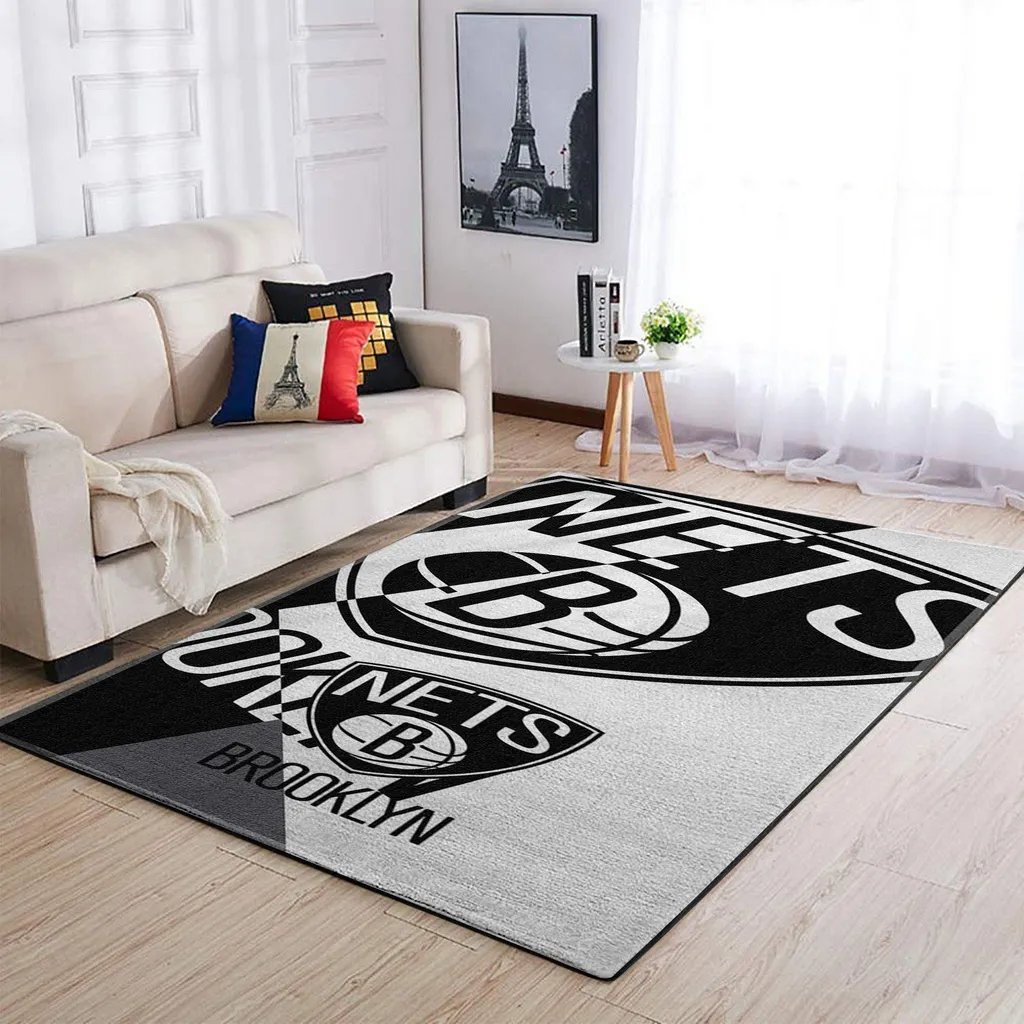 Brooklyn Nets Rug - Area Modern Stylish Home Decor Carpet Black and White
