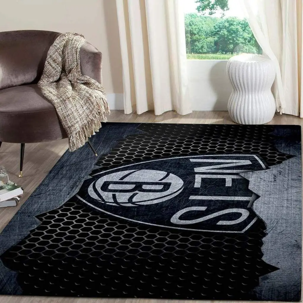 Brooklyn Nets Rug - Basketball for Home Decor Black and Gray