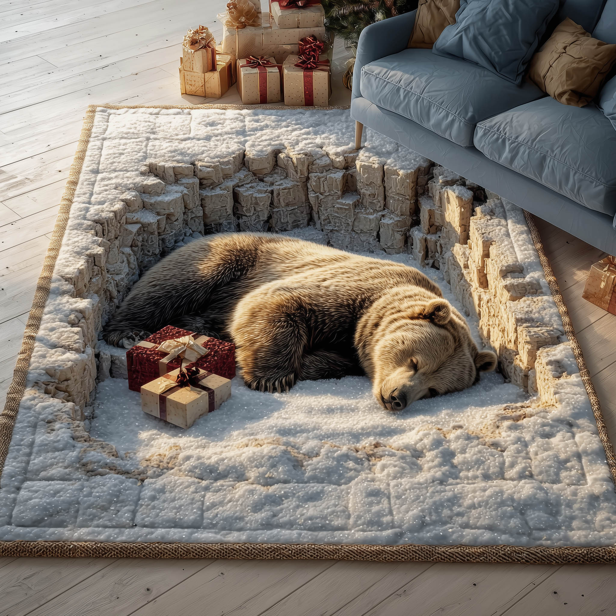 Brown Bear Area Rug - Non-Slip Washable 3D Print Rug for Living Room & BedroomTVC2108428