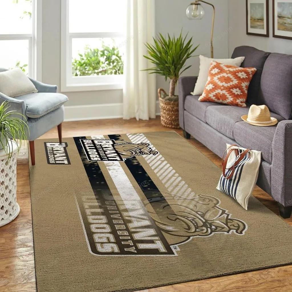 Bryant University Bulldogs Area Rug for Living Room Decor Blue and Yellow