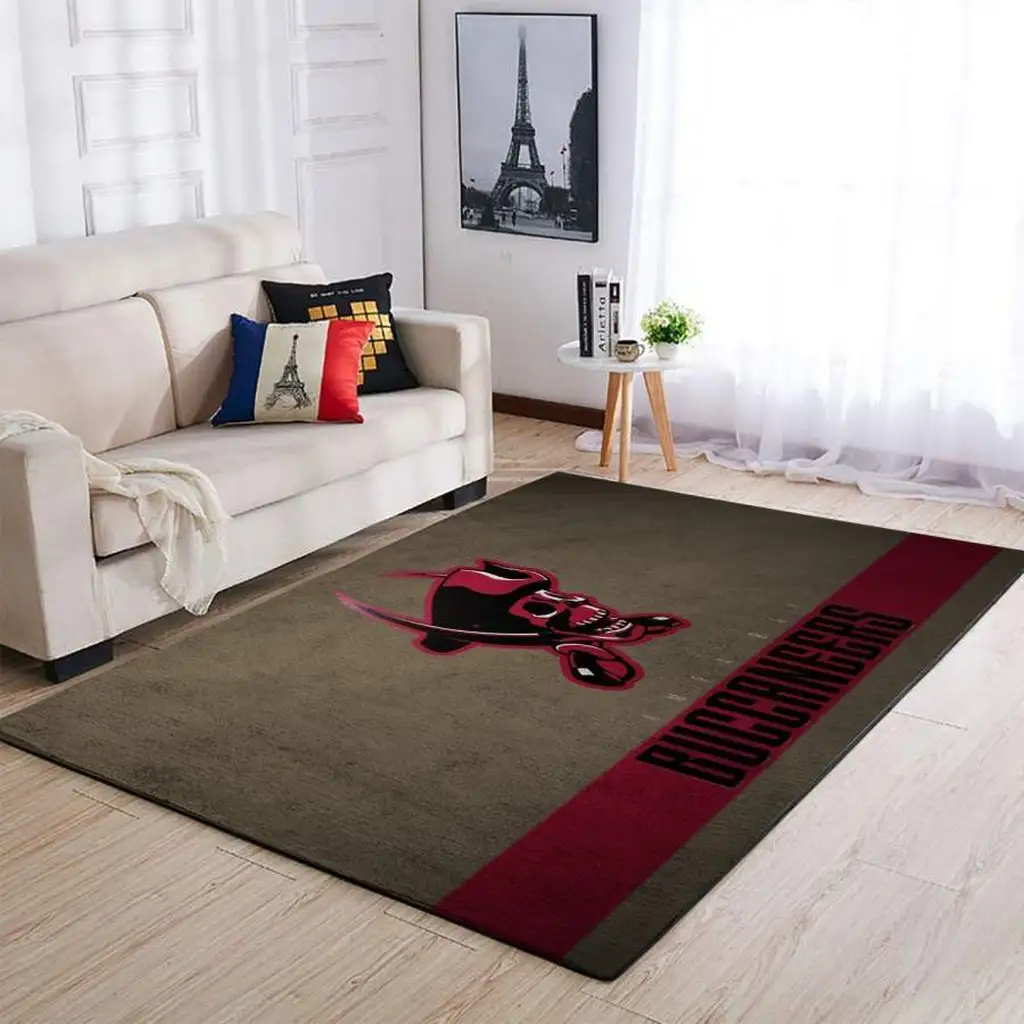 Buccaneers Area Rug for Living Room Floor Decor Red and Gray