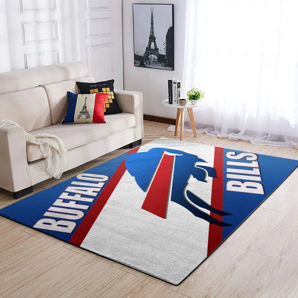 Buffalo Bills Rug - Area Decorative Floor Carpet for Fans Blue and White