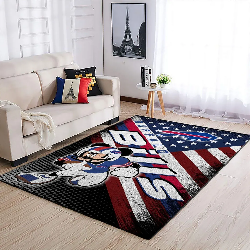 Buffalo Bills Rug - Football Decorative Area Carpet Blue and Red