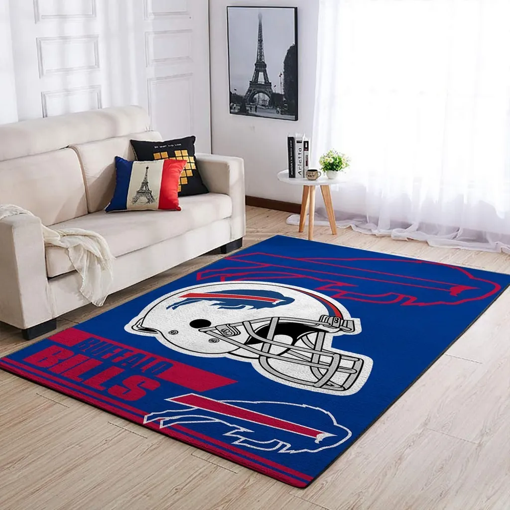Buffalo Bills Rug - Football Helmet Area for Living Room Blue and White