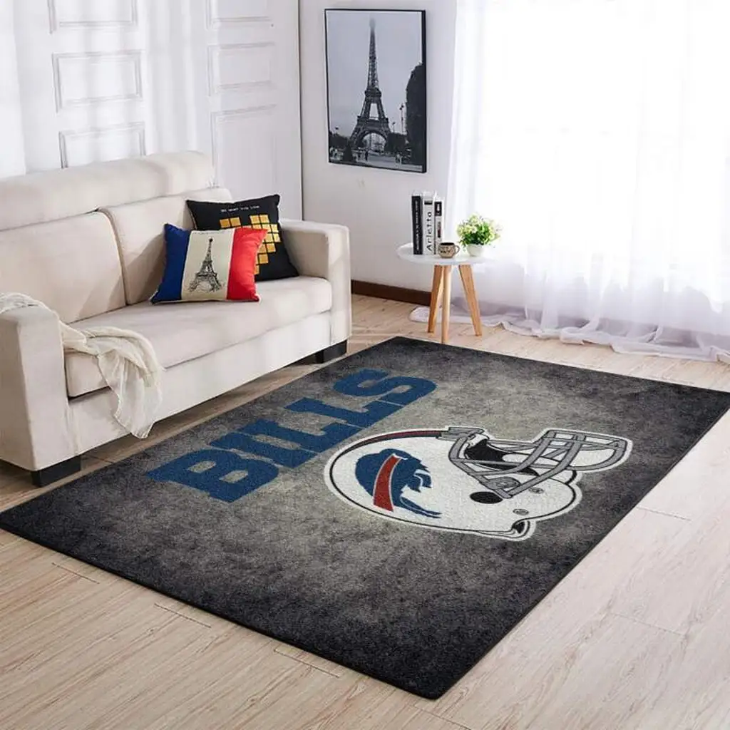Buffalo Bills Rug - Football Team Area for Living Room Blue and Gray
