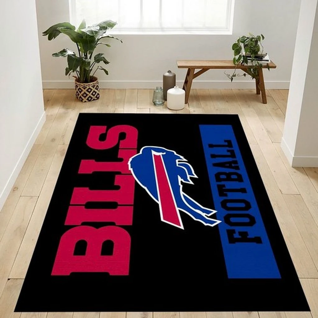 Buffalo Bills Rug - Football Team Logo Floor Mat Black and Red