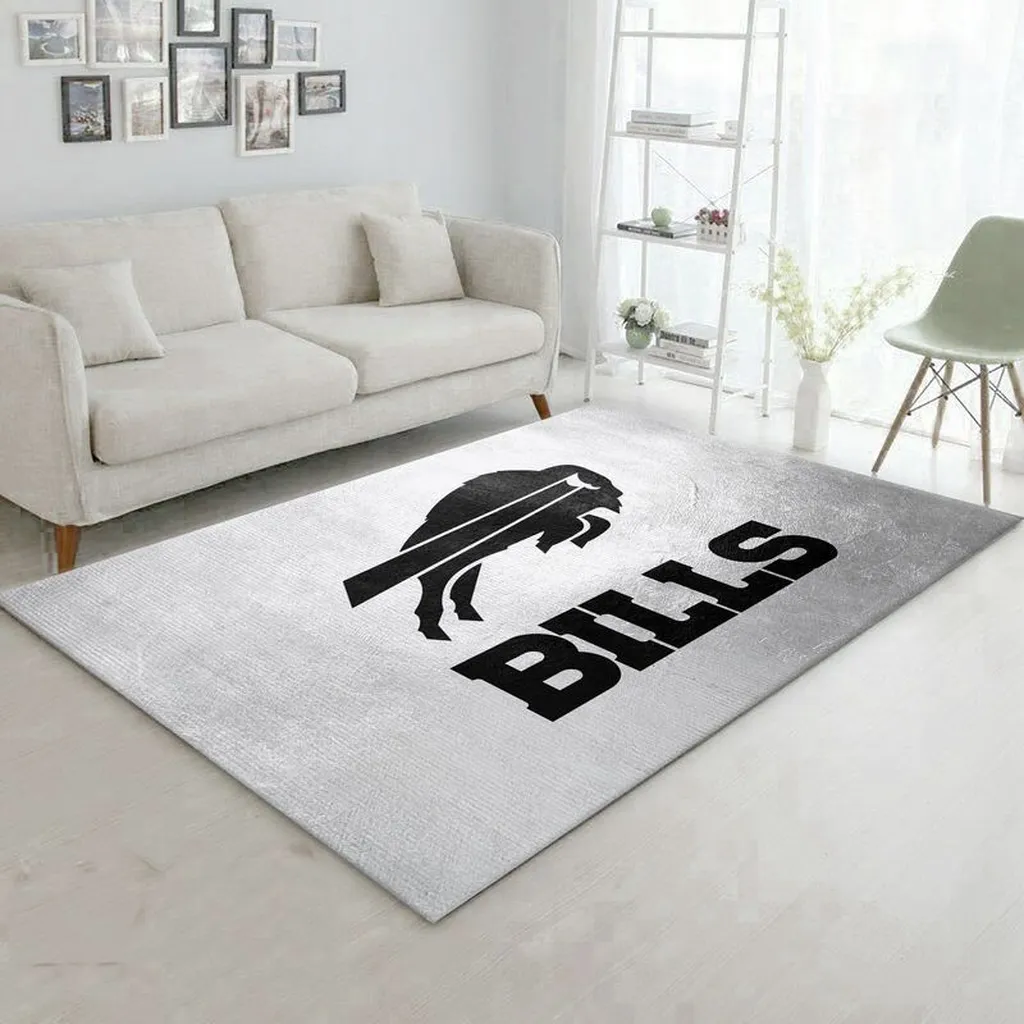 Buffalo Bills Rug - Logo for Living Room Decor Black and White