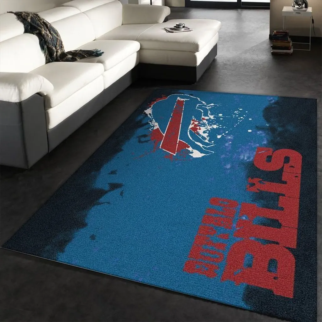 Buffalo Bills Rug - Modern Area for Living Room Decor Blue and Red