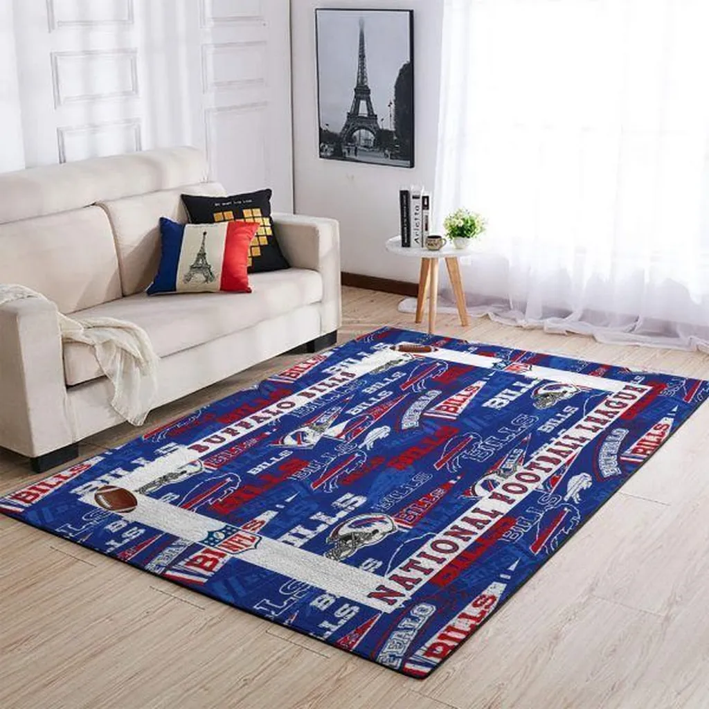 Buffalo Bills Rug - NFL Football Area for Living Room Blue and Red