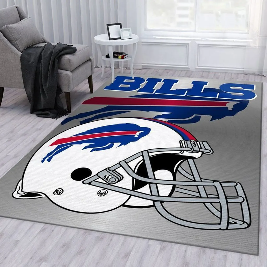 Buffalo Bills Rug - NFL Football Helmet Area Fans Blue and Gray
